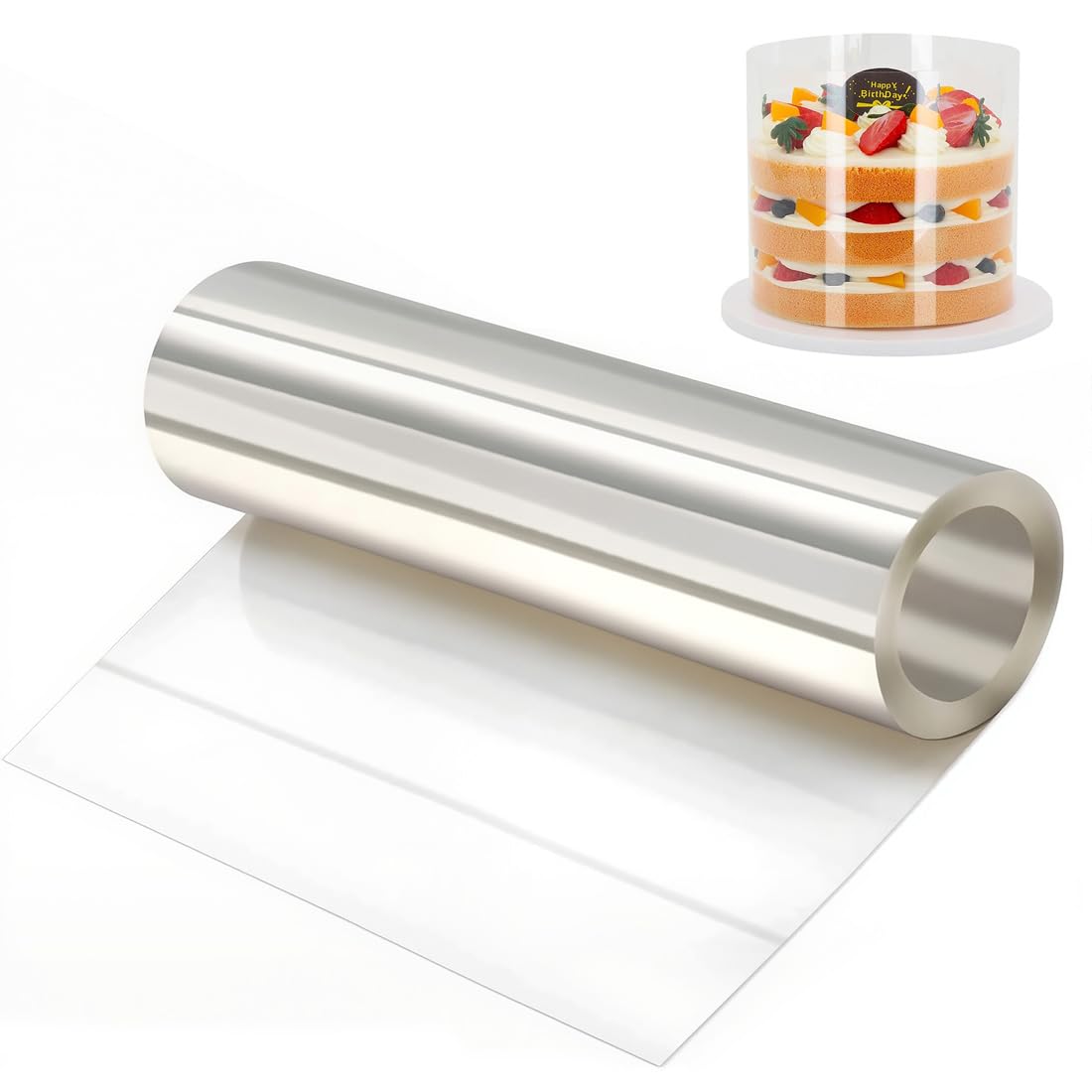 Rhodoid Patisserie Rouleaux Transparent 20cm x 10m Feuille Acétate Réutilisable pour Gâteaux