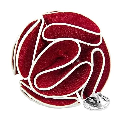 Vittorio Vico Men's Formal Trim Rose Flower Lapel Pin - Boutonniere for Men, Brooch Pin (Burgundy) Cover