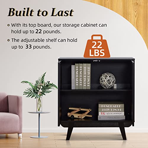 Qiozzey Modern Storage Cabinet With Acrylic Mirrors, Floor Standing Buffet Cabinet, Oak Lines Finish Sideboard Organizer, Anti-Dipping Wood Cabinet For Bedroom, Bathroom, Living Room, Kitchen, Office #TOP4