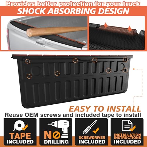 Image of TripleAliners Truck Mat Compatible with 2019-2026 Ram 1500 Power Tailgate-Release & Standard Tailgate Accessories, Tailgate Mat Custom Fit All Weather Protection Pickup Liner, w /Tailgate Cap Protector