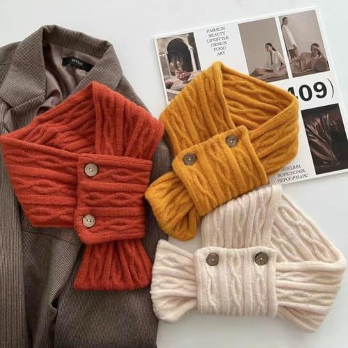 Solyinne Cute Mini Neck Warmer Scarf for Woman Knit Neck Gaiter with Two Buttons Outdoor Activities3