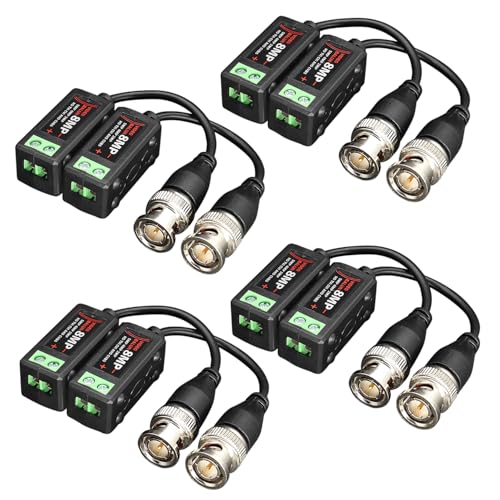 4 paia HD-CVI/TVI/AHD/CVBS potenza passiva e balun video. Video CCTV full motion a distanza. Segnale di trasmissione a 1 canale. Anti-sovratensione. Anti-interferenza.