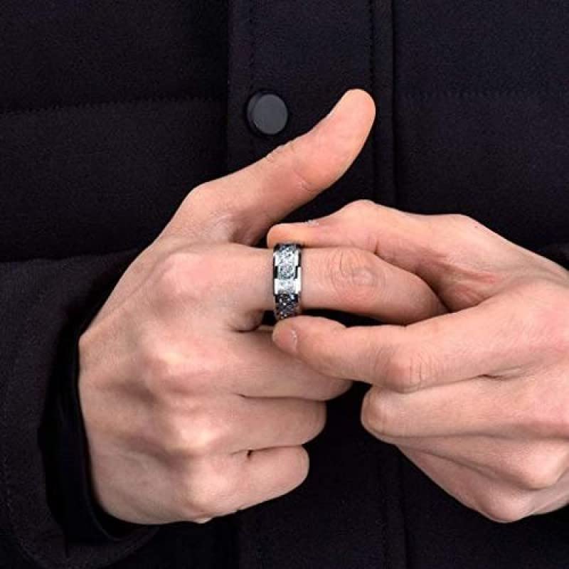 Image of MEENAZ Ring for Men Mens couples gents unisex Boys Boyfriend Friends Stainless Steel thumb Band Stylish proposal Couple blue Silver Platinum combo Valentine gifts Anniversary chain Finger RINGS 120