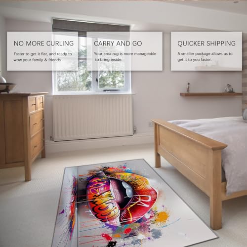 Tapis doux moderne graffiti multicolore 90x120 cm pour salon et entrée