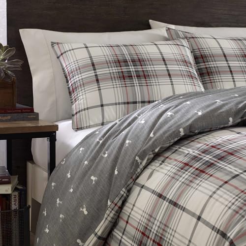 Image of Eddie Bauer - Queen Comforter Set, Reversible Cotton Bedding with Matching Shams, Plaid Home Decor for All Seasons (Timbers Green, Queen)