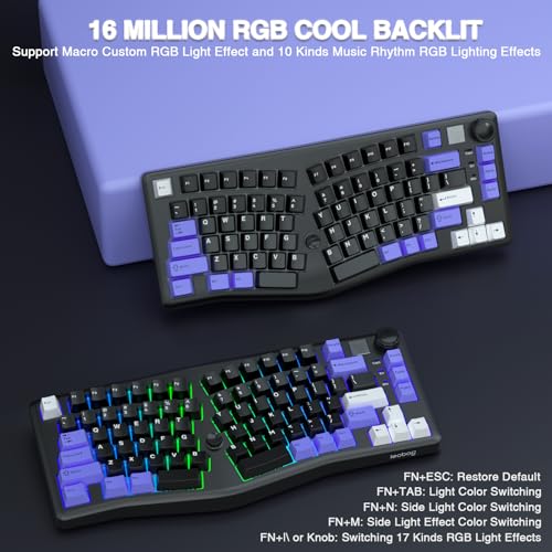 Image of CORBOBO x LEOBOG A75 Alice Ergonomic Keyboard, Wireless Mechanical Gaming Keyboard Tri-Mode BT5.0 /2.4G /Wired with Joystick and Knob, 75% Layout RGB Backlit Hot Swappable Linear Switches for Win