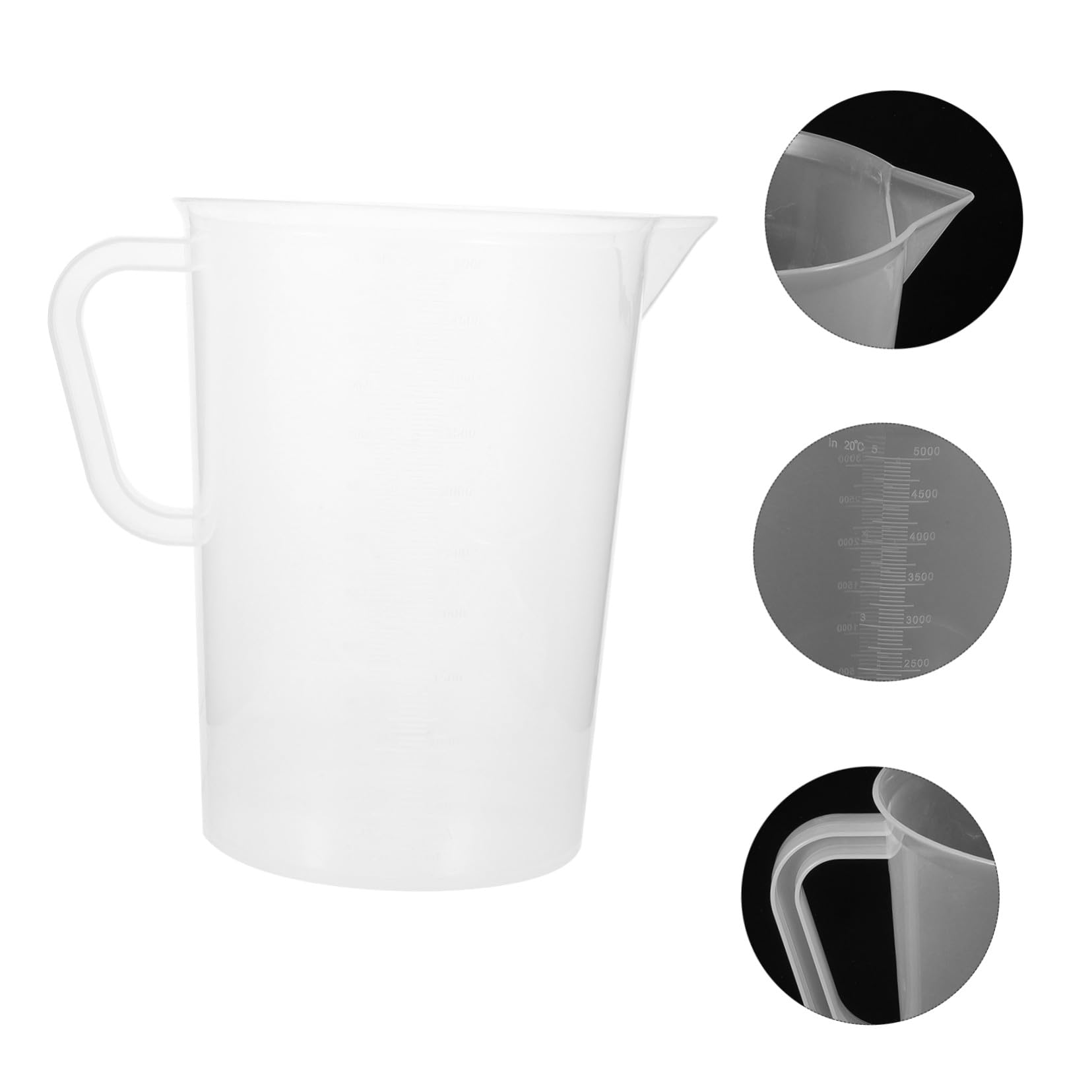 Gatuida Brocca Graduata 5000ml in Plastica Trasparente Manico, Misurino da Cucina Durevole e Resistente al Calore, Tazza Misuratrice Multifunzionale per Uso Domestico e Professionale