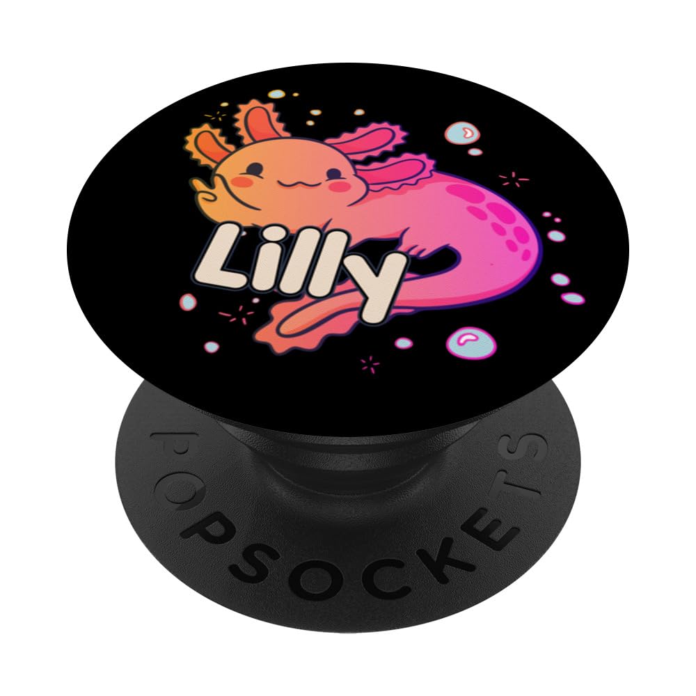 LILLY - Beautiful girl name with adorable AXOLOTL PopSockets Swappable PopGrip