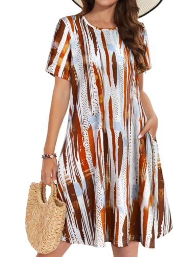 Image of Summer Dresses for Women Casual Tshirt Dress Beach Sundress with Pockets