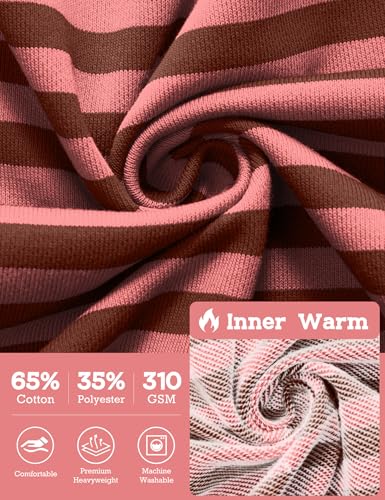 FAIABLE Striped Zip Up Hoodie Women Oversized Sweatshirt Hoodies Zipper Sweaters Pullover Cotton Vintage Preppy Shirt Outfits