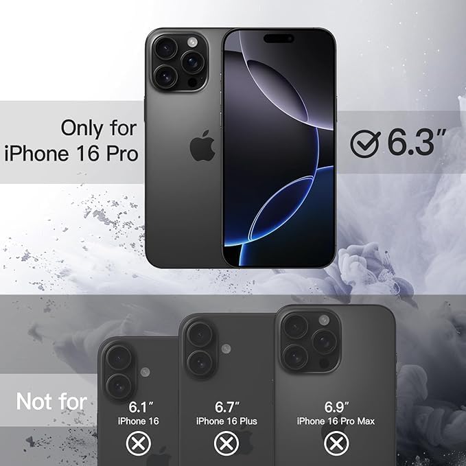 Image of DIZORO Compatible for iPhone 16 Pro Case 6.3, Slim Liquid Silicone 3 Layers Full Covered Soft Gel Rubber Phone Case Protective Cover 6.3 Inch - Black