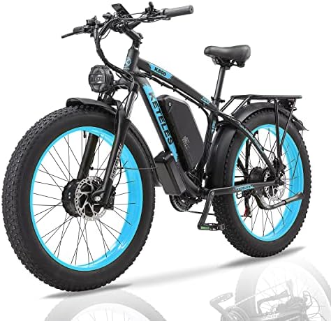 VNUVCOE Electric Bike for Adults, 2000W 35MPH Electric Bicycle AWD Dual Motor Electric Mountain Bike 26″ Fat Tire Ebike with 48V 23AH Removable Battery, Hydraulic Disc Brake Electric Bike