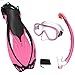 Pink, SM, scs0003, PROMATE Snorkeling Mask Fins DRY Snorkel Set Gear Bag