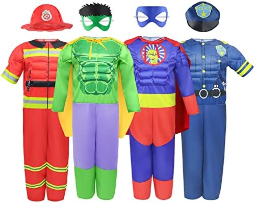 Boys Muscle Chest Dress up Costumes Trunk with Superhero Policeman Costume - 4