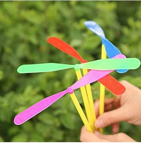 Limon Plastic Dragonfly Flying Toy for Kids (Pack of 25 Piece) Multi Colour Birthday and Party Gift Helicopter Rotary Wings.