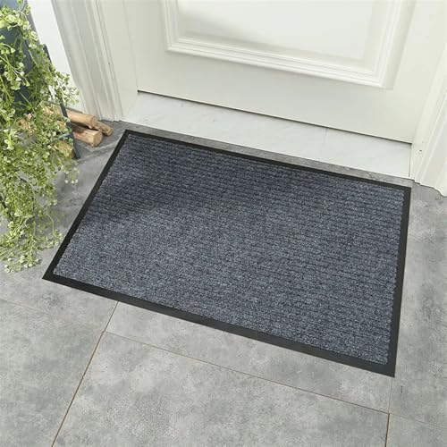 Tapis d'entrée classique à doubles rayures gris pour maison et bureau - 3