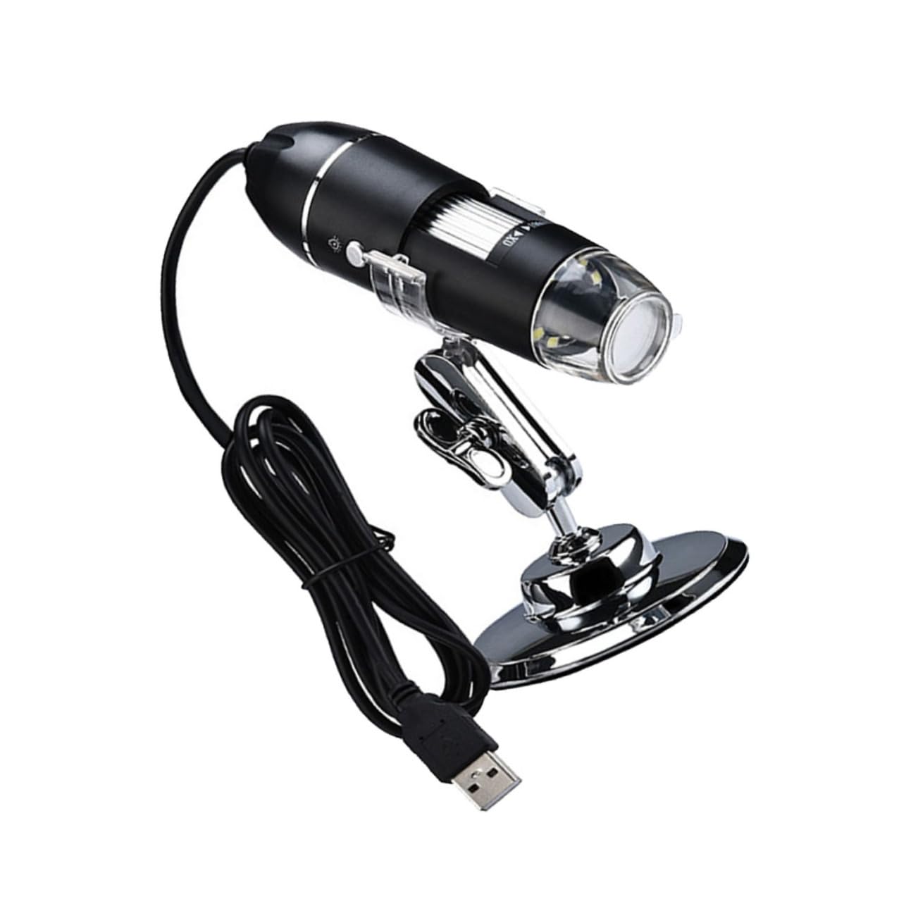 Generic 1pc Home Microscope Hand Microscope Premium Precious Test Microscope Portable Microscope Smart Phone LED Magnifying Mirror Smartphones Experiment Microscope Pocket Tool Black Alloy