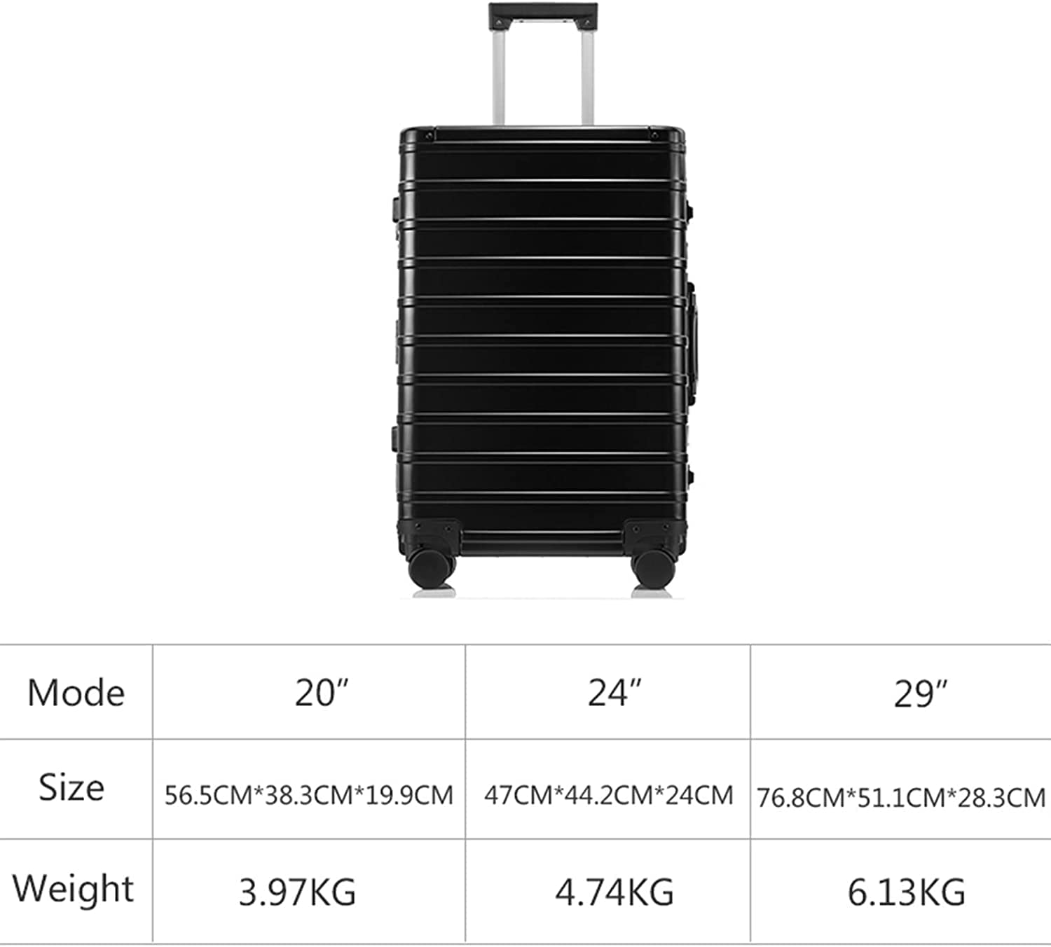 Equipaje rígido de Lujo Ligero Fuerte con Ruedas, Carrito de aleación de Aluminio y magnesio, Maleta con Ruedas para Viajar Resistente