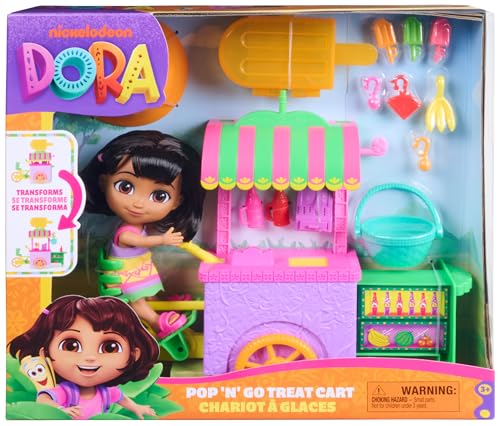 Dora Chariot à glaces avec 15 éléments chariot transformable et espace de rangement avec figurine Dora de 15 2 cm jouets pour filles et garçons à partir de - vue 2
