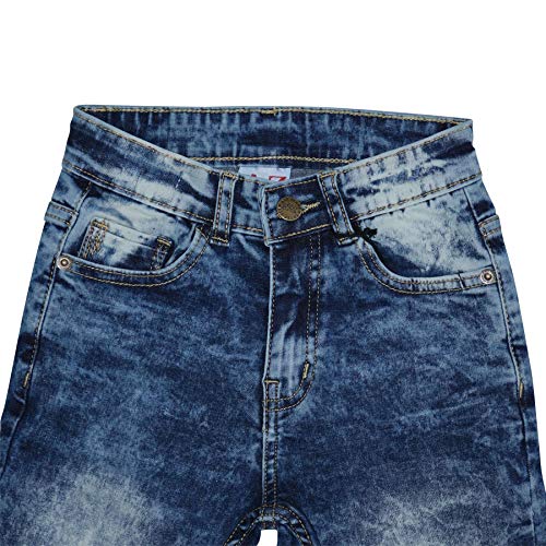 Kids Boys Jeans Designer Tie Dye Dark Blue Denim Stretchy Pants Fit Trouser 5-144