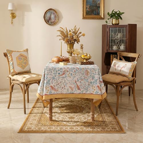 Image of ishro home Premium Table Cloth 6 Seater | Dining Table Cover | Love at First Sight Cloth 4-6 Seater | Luxury Fabric | Machine Washable | Non-Fading | Stain-Resistant | (Dilruba, 56 x 90 inches)