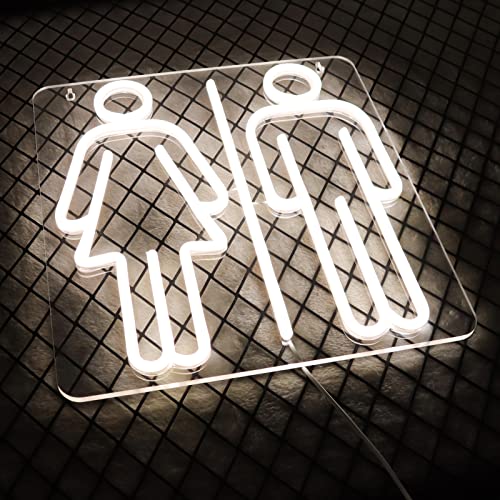Image of Toilets Neon Signs for Wall Decor Neon Lights for Bedroom Led Business Signs Suitable for Washroom Restroom Christmas Birthday Party Unique Gift for Lover, 5V Power Adapter, 13*12 Inch(White)
