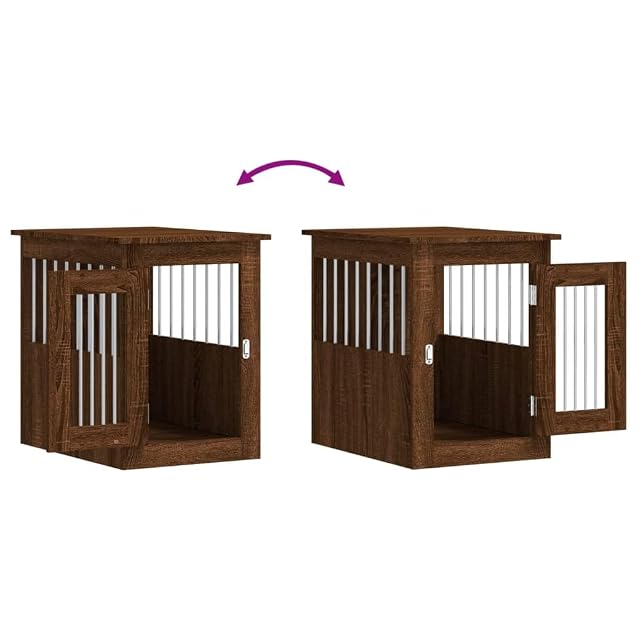 Foto 4 de 8 de vidaXL Jaula para Perros Madera de ingeniería Roble marrón 45x62x59 cm