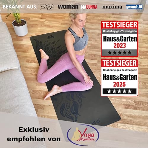 Yoga-Matte aus Naturkautschuk - ein bisschen Luxus muss sein 1 Yosana Yogamatte aus Naturkautschuk | extrem rutschfest | ULTRA GRIP Oberfläche aus ECO PU | extra breit 68cm | inklusive Tragegurt | Yoga matte 183x68cm | 4mm dünn