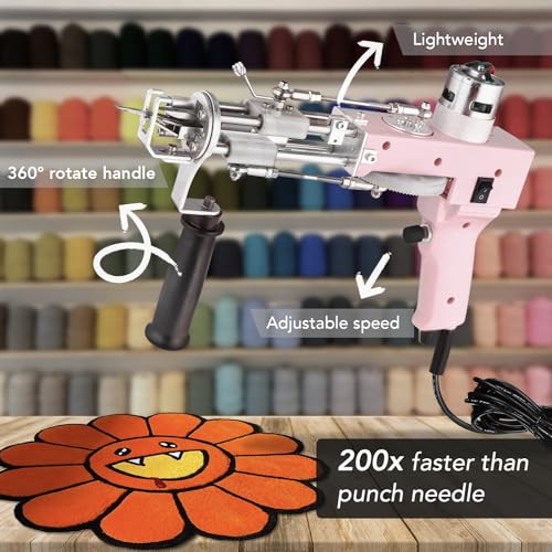Artufting AT-06-PINK Tufting Gun 2 In 1 Cut Pile Loop Pile Rug Gun Machine Starter Kit Rug Tufting Kit Electric Tufting Gun Carpet Weaving Flocking Machine thumb #2