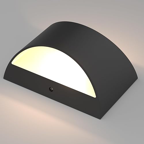 Miniatura 2 de Aoceley Paquete de 2 apliques de pared LED modernos para interiores, color negro, luces LED de pared de aluminio cableadas arriba y abajo, luz de