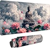 Alfombrilla Ratón Loto Alfombrilla Escritorio, 2025 Nuevo Mouse Pad XXL 800 x 300 mm Mousepad Antideslizante e Impermeable, Tapete Escritorio, Desk Mat para Gaming Jugadores, PC, Oficina,(Zen)-dd1425