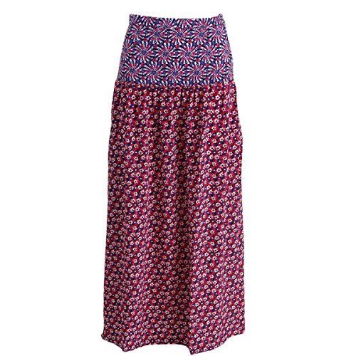 Juicy Couture Black Label Womens Factory Girl Ditsy Silk Maxi Skirt Red 14