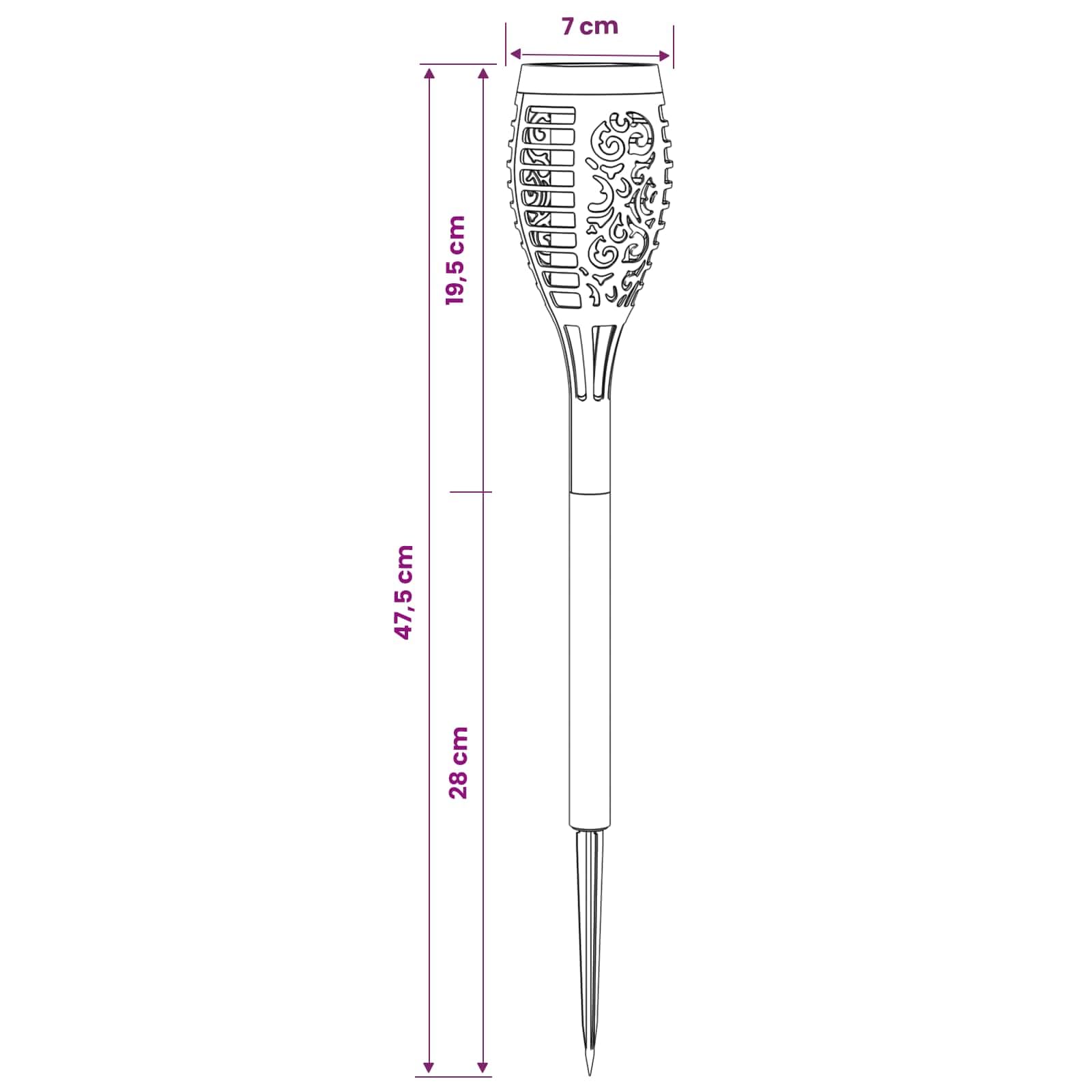 vidaXL Zewnętrzne lampy solarne ze szpikulcem podłogowym, 12 szt., 47,5 cm, nowoczesne oświetlenie ogrodowe, odporne na warunki atmosferyczne, solarne lampy LED, do podjazdów i szczytów, przyjazne dla