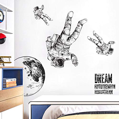 Vinilo decorativo astronauta para pared, removible, 2 piezas