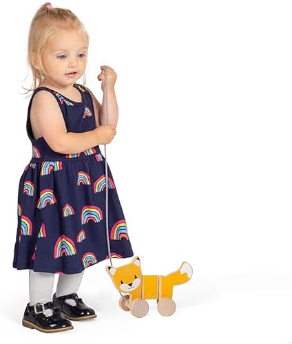 Miniatura 7 de Bigjigs Toys Juguete de zorro certificado FSC  Zorro de madera ecológico con cordón gris, juguetes de calidad para niños de 1 año, juguetes de