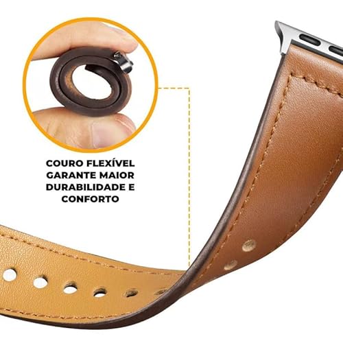 Gshield Pulseira de Couro para Apple Watch (Marrom, 42/44 / 45 / 49mm)