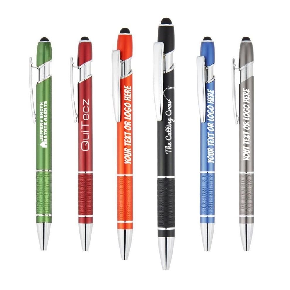 Personalised Pens Metal Ballpoint Pens with Stylus Customised LOGO and/or TEXT Engraving Bulk Order Pens - Perfect for your Business, School, Club, Weddings, Funerals etc. (30)