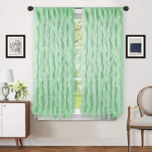 Sapphire Home Cascade Curtain Panels - Ruffled Curtains for Bedro...