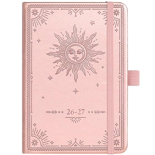 Taschenkalender 2026 2027 - Kalender 2026-2027 A6 Terminplaner 2026 2027 A6 von August 2026 bis Juli 2027 Wochenplaner mit Hardcover 2 Lesezeichen Stiftschlaufe Pink