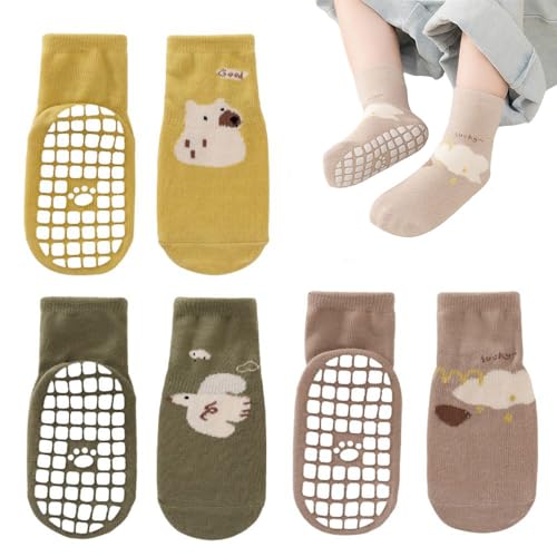 YLUFAC Baby Stoppersocken Baumwolle Antirutsch Krabbelsocken 3er-Pack Baby...