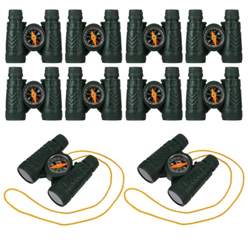 Mini Telescope 10Pcs Toy Binoculars for Kids with Compass - Portable Outdoor Adventure Gear for Children for Sightseeing and Learning