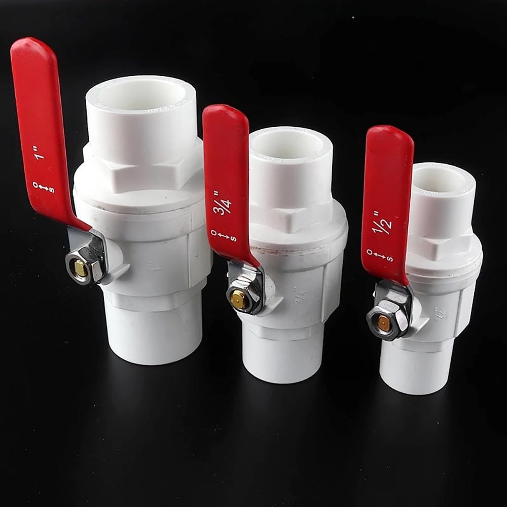 Válvula de Bola de PVC con Mango Antideslizante, Controlador de Flujo de Agua de 20mm a 110mm for fontanería de jardín, césped y hogar, 1 ud.(40mm)