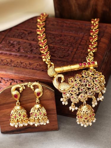Image of Rubans Gold Plated Necklace Set Traditional Festive Jewellery for Women & Girls