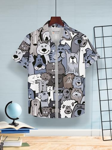 Image of HELLCAT Beige Trendy Regular Fit Printed Causal Shirt for Boys