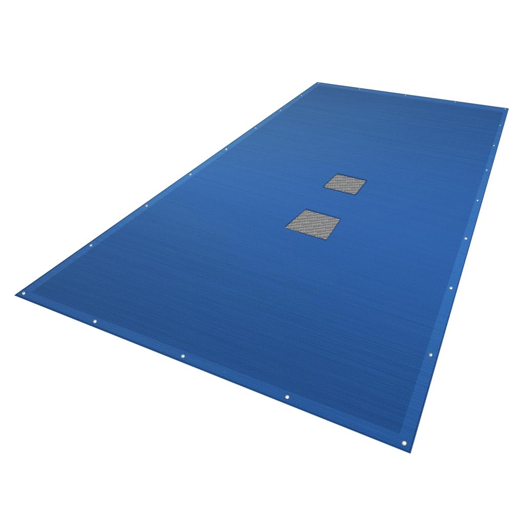 VOUNOT Swimming Pool Cover Rectangular Heavy Duty Double Layer Pool Protective Cover with Drain Net, Aluminum Eyelets Waterproof Cover, 4X8m — image 1