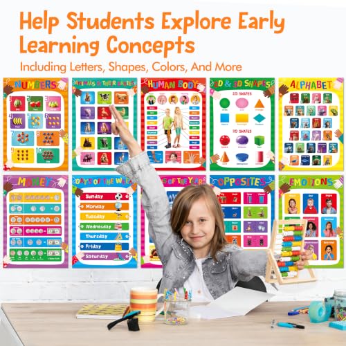 Image of Educational Posters for Kids, 17 PCS All-in-One Set Learning Posters