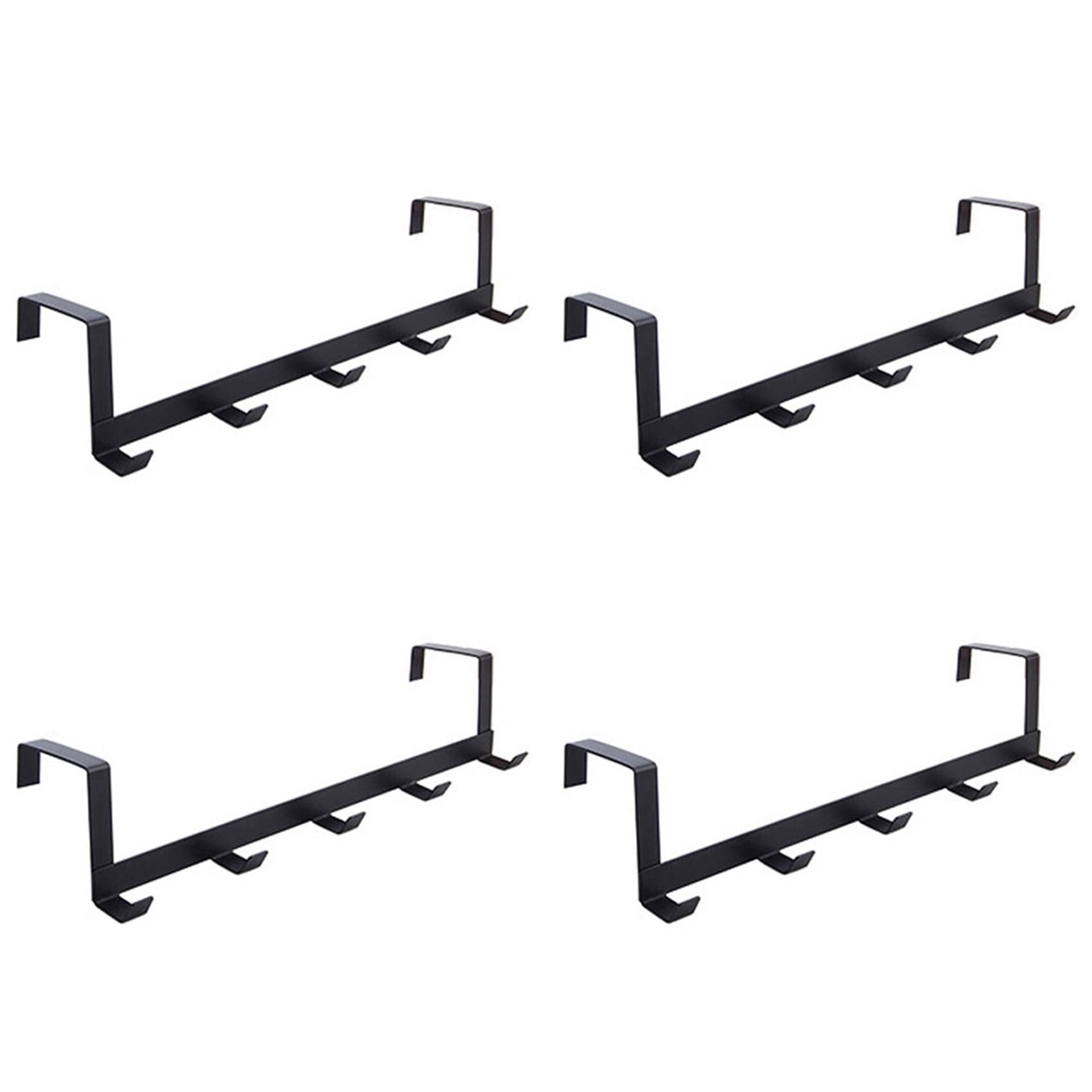 Hndhbfgrt Black 4X Smart Wide Over The Door Rack Wrought Iron Hook
