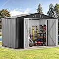 DWVO Storage Shed 9x6 FT for Bicycle Functional Metal Tool Shelter Garden Storage Unit with Airflow Windows, Secure Entry Lock, Water-Resistant Waste Enclosure for Outdoor Patio Garden (Dark Dray)