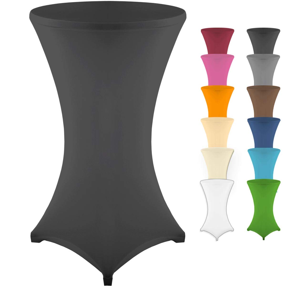 Beautissu Stretch statafelhoes, zwart, 70-75 cm, stella, versterking in de voetzone, wasbaar op 40 °C, antislip en strijkvrije hoes voor statafel en bistrotafel als tafelhoes