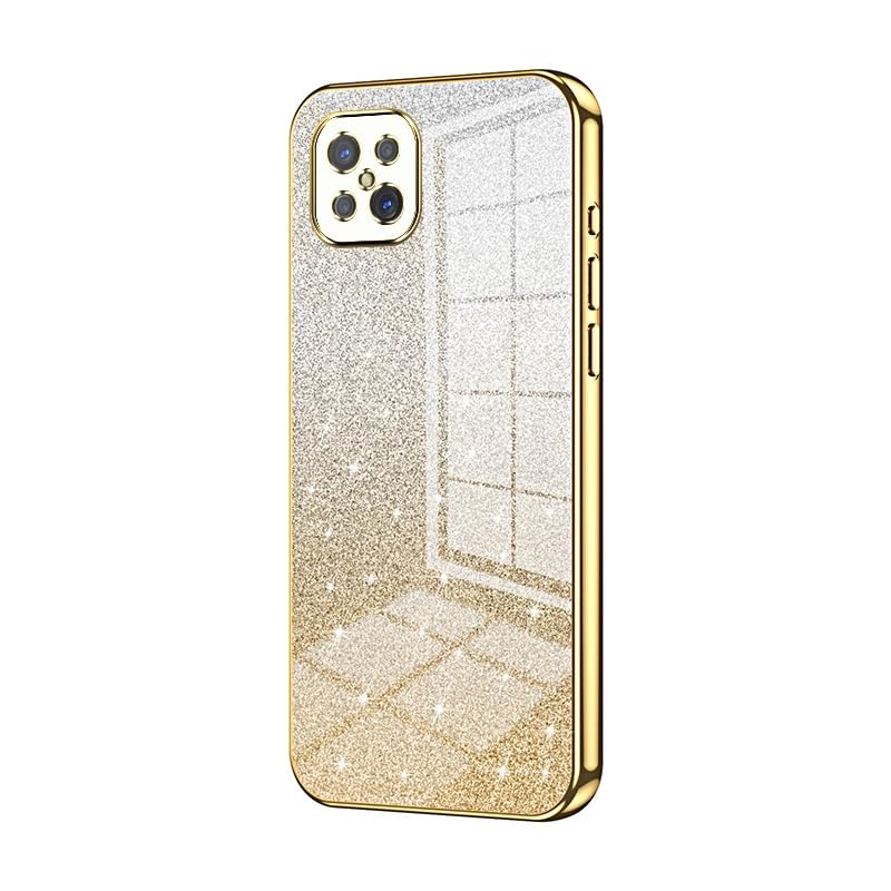 Funda protectora trasera para OPPO A92S/Reno 4Z, funda protectora híbrida de galvanoplastia con purpurina transparente, delgada, transparente, antiarañazos, absorción de golpes, carcasa de TPU para